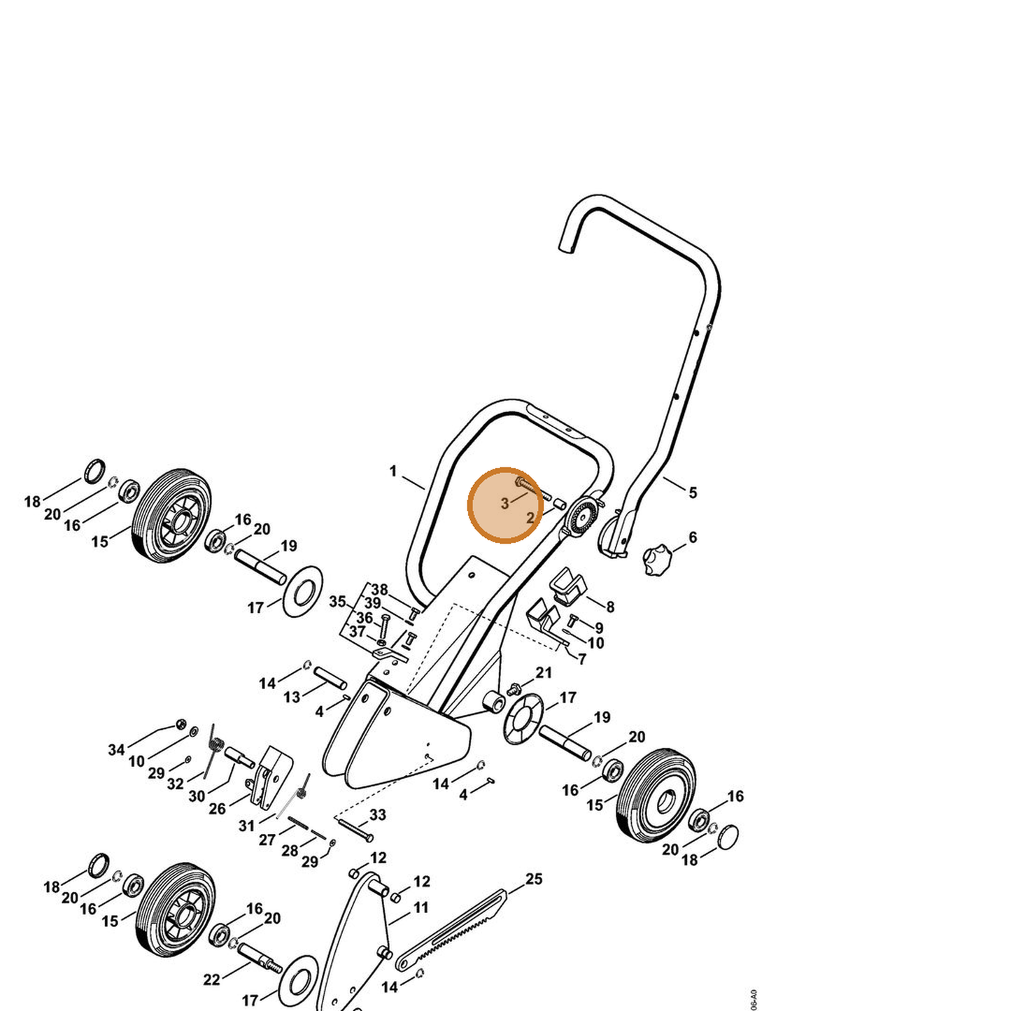 STIHL part 9008-313-2510 — IPL diagram snippet (6x zoom, amber highlight)