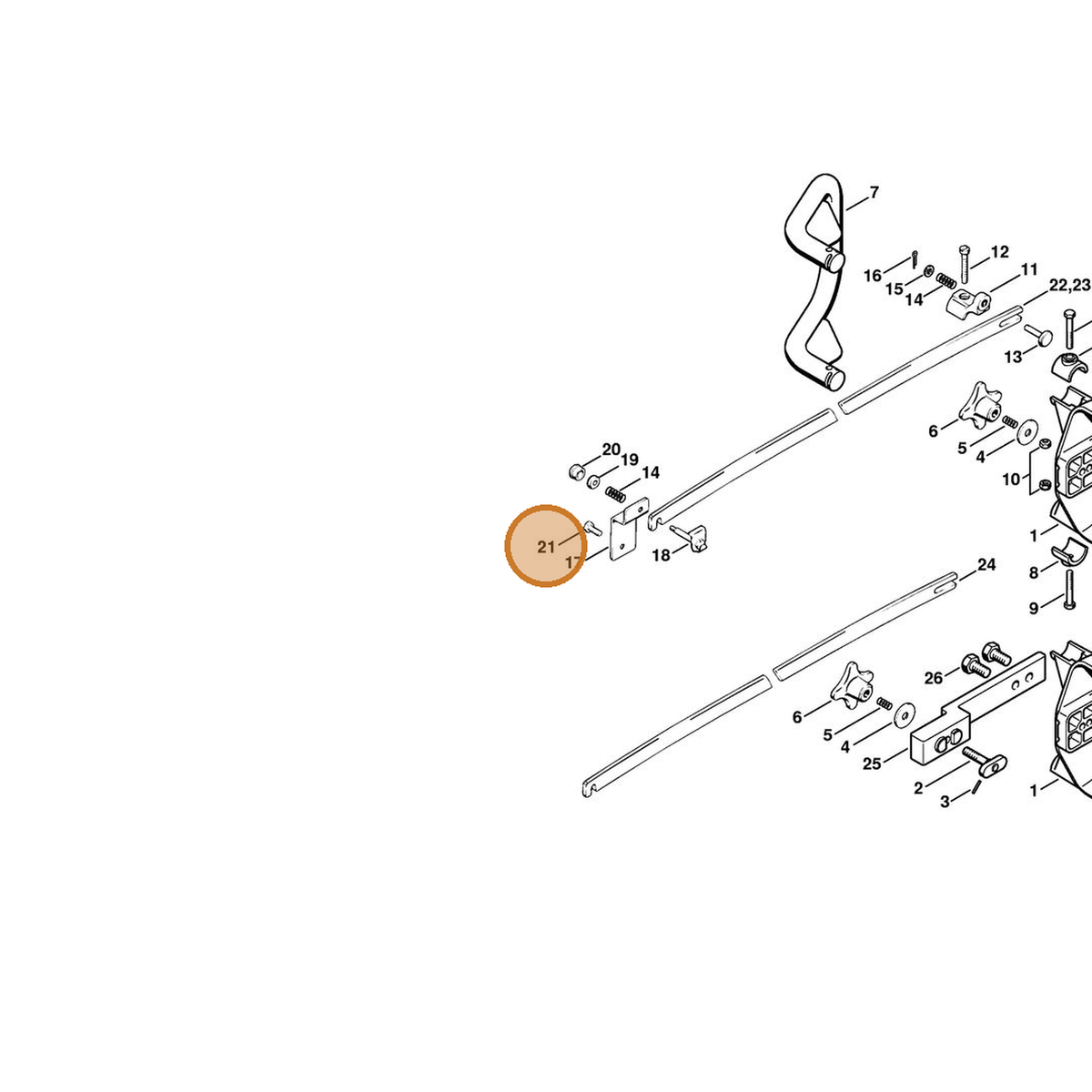 STIHL part 9008-319-1280 — IPL diagram snippet (6x zoom, amber highlight)