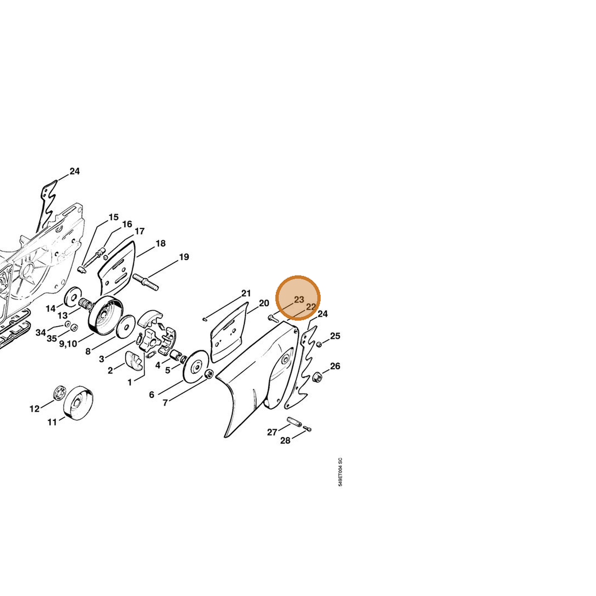 STIHL part 9008-319-1310 — IPL diagram snippet (6x zoom, amber highlight)