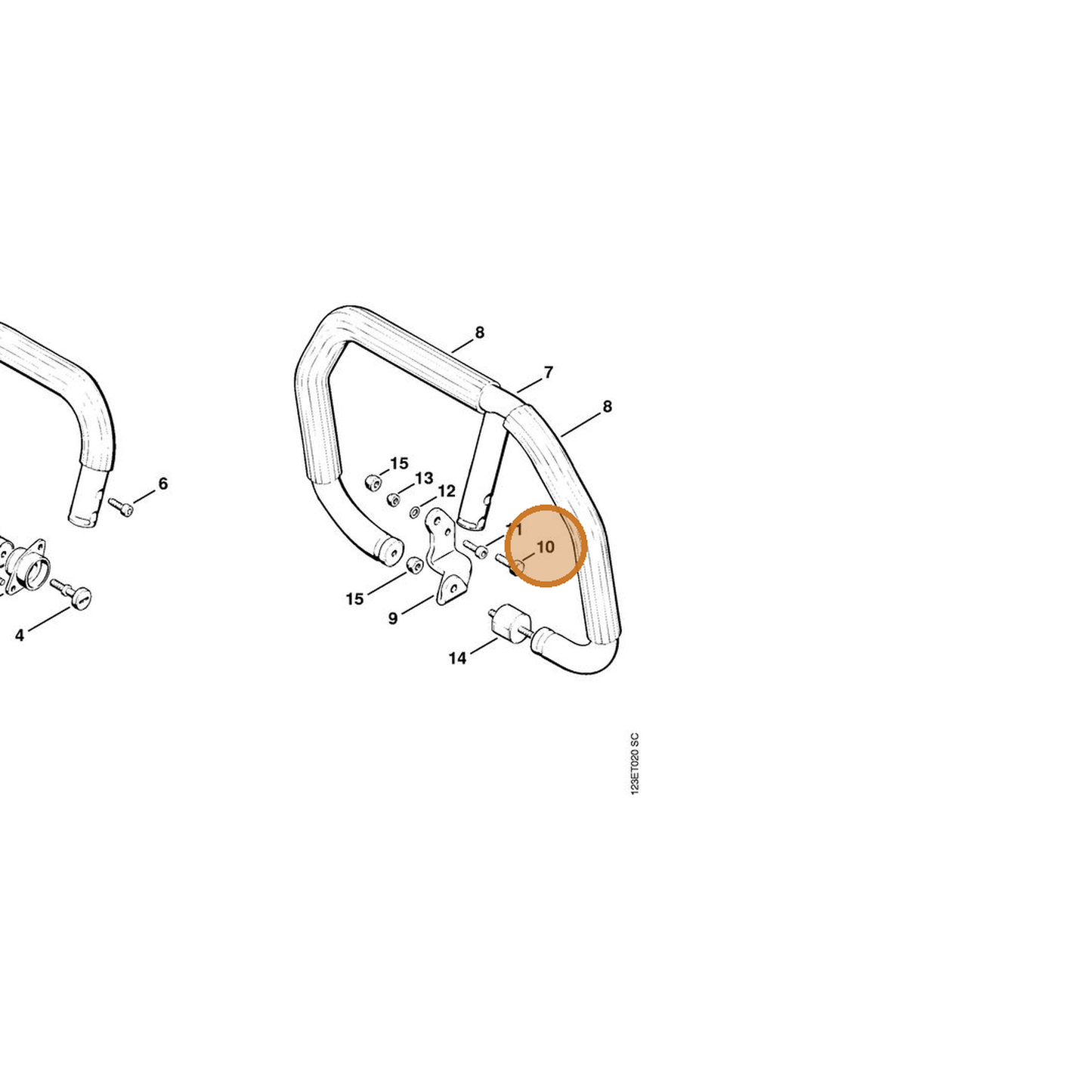 STIHL part 9008-319-1320 — IPL diagram snippet (6x zoom, amber highlight)