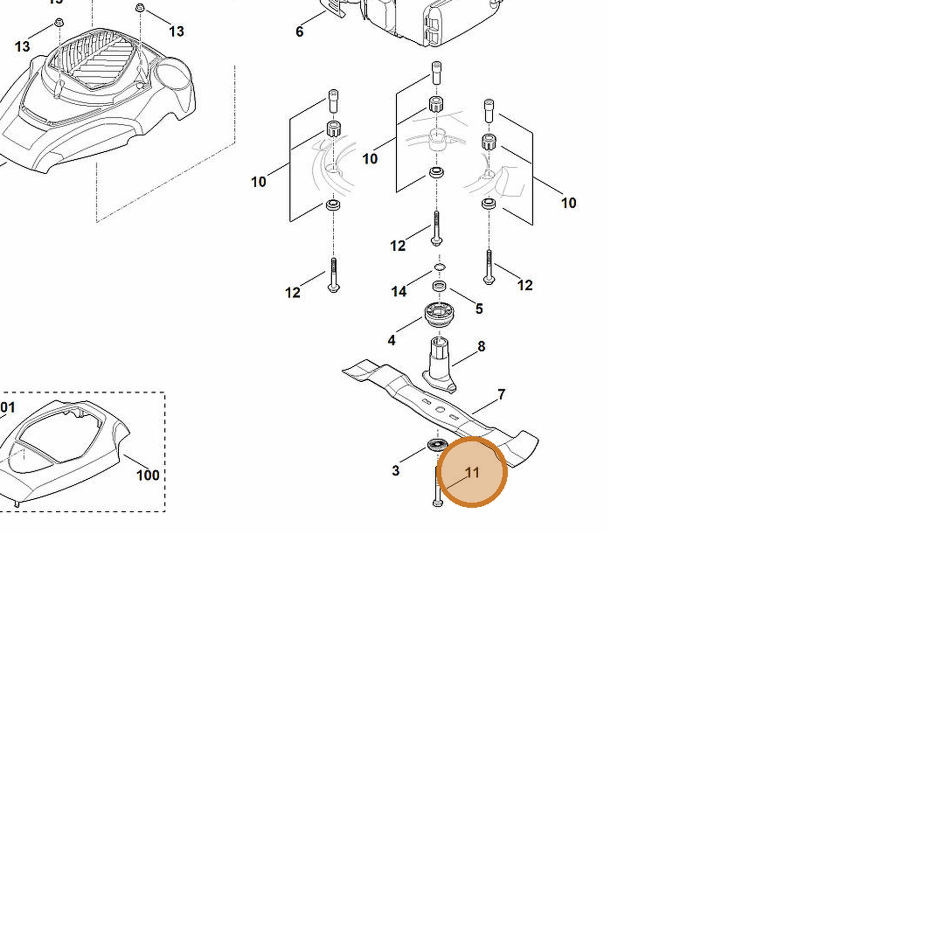 STIHL part 9008-319-9075 — IPL diagram snippet (6x zoom, amber highlight)