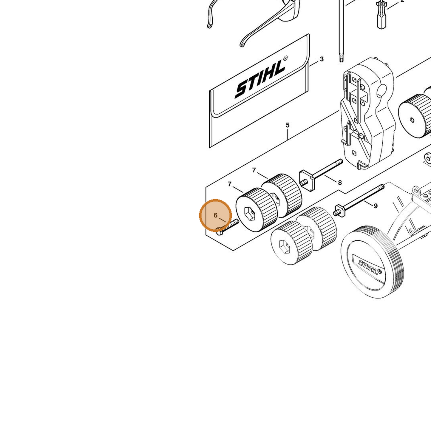 STIHL part 9008-346-1950 — IPL diagram snippet (6x zoom, amber highlight)