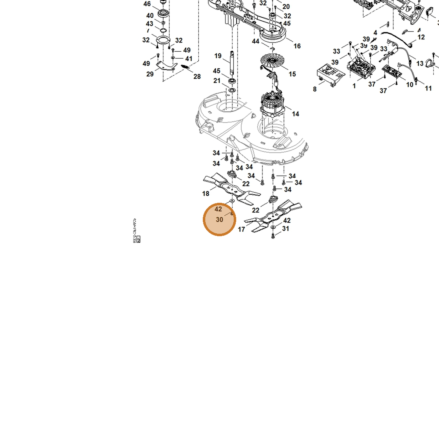 STIHL part 9008-348-1801 — IPL diagram snippet (6x zoom, amber highlight)