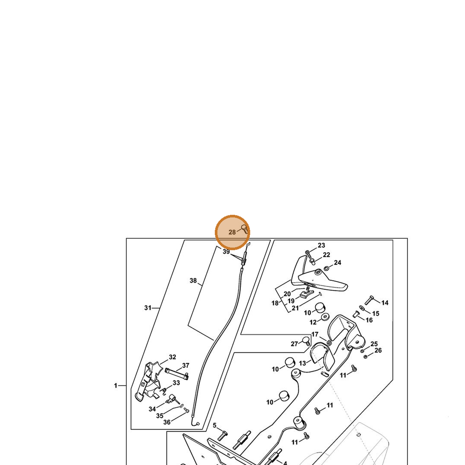 STIHL part 9019-319-1830 — IPL diagram snippet (6x zoom, amber highlight)
