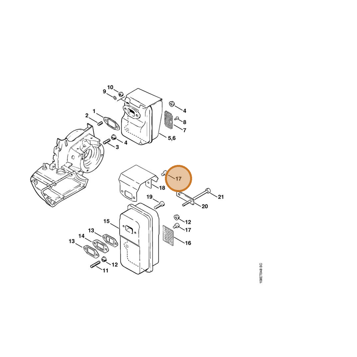 STIHL part 9022-313-0610 — IPL diagram snippet (6x zoom, amber highlight)