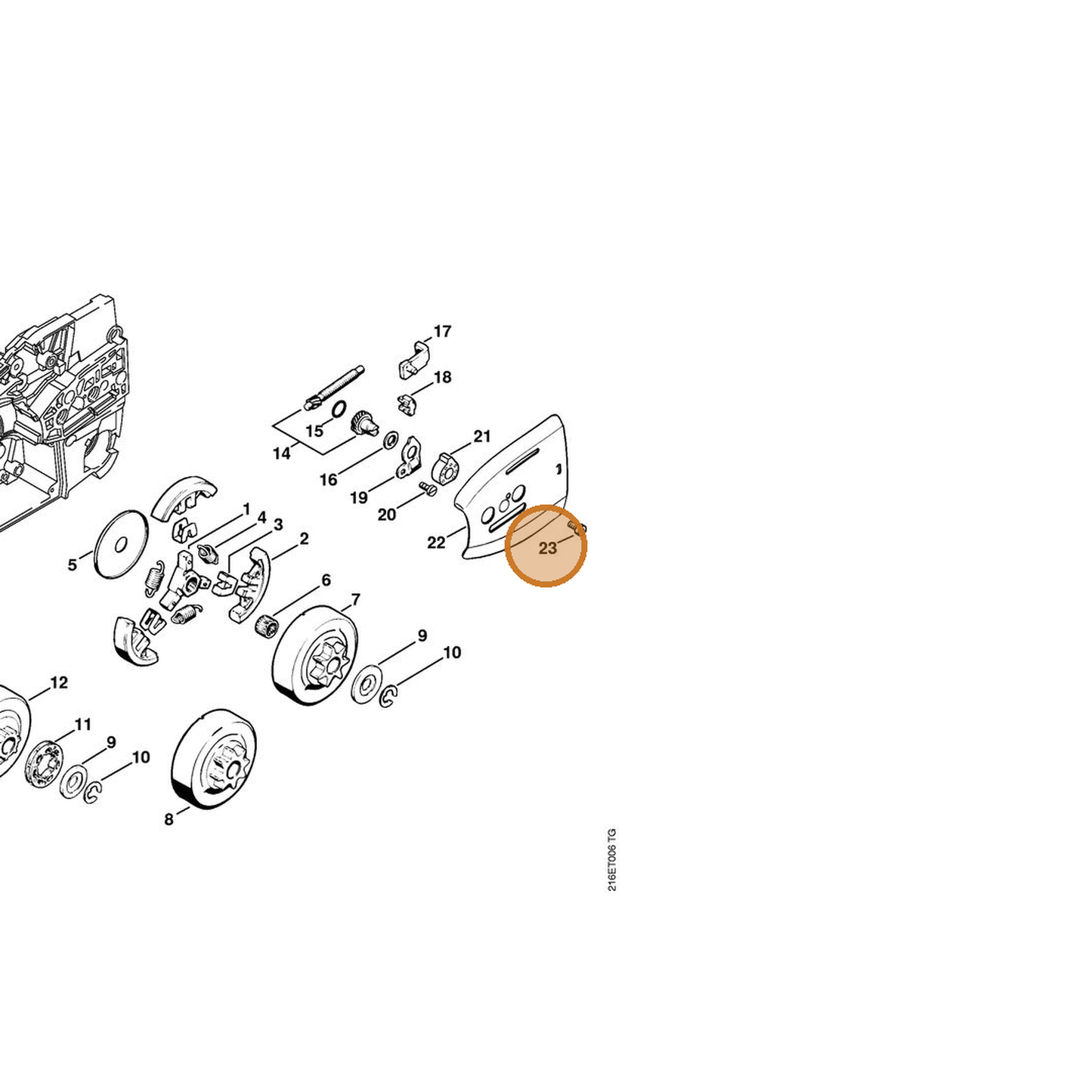 STIHL part 9022-313-0630 — IPL diagram snippet (6x zoom, amber highlight)