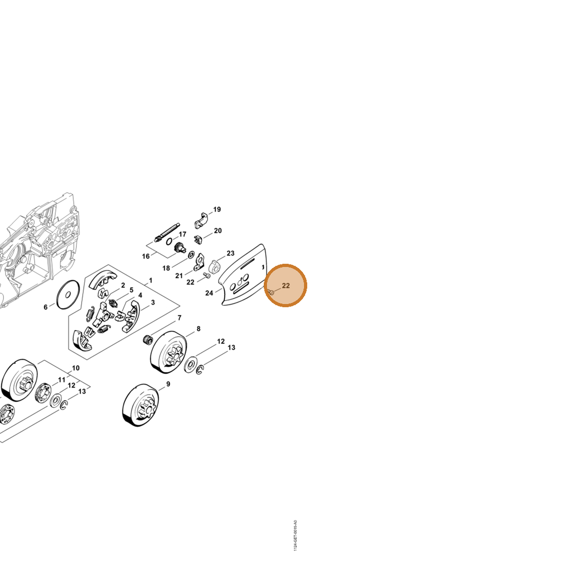 STIHL part 9022-313-0633 — IPL diagram snippet (6x zoom, amber highlight)