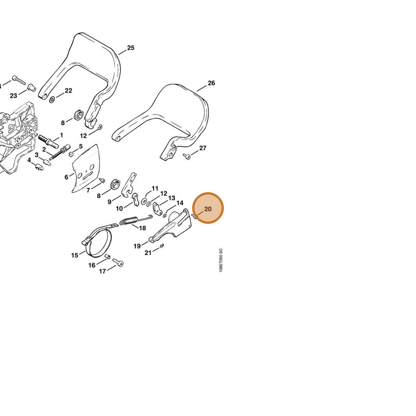 STIHL part 9022-313-0650 — IPL diagram snippet (6x zoom, amber highlight)
