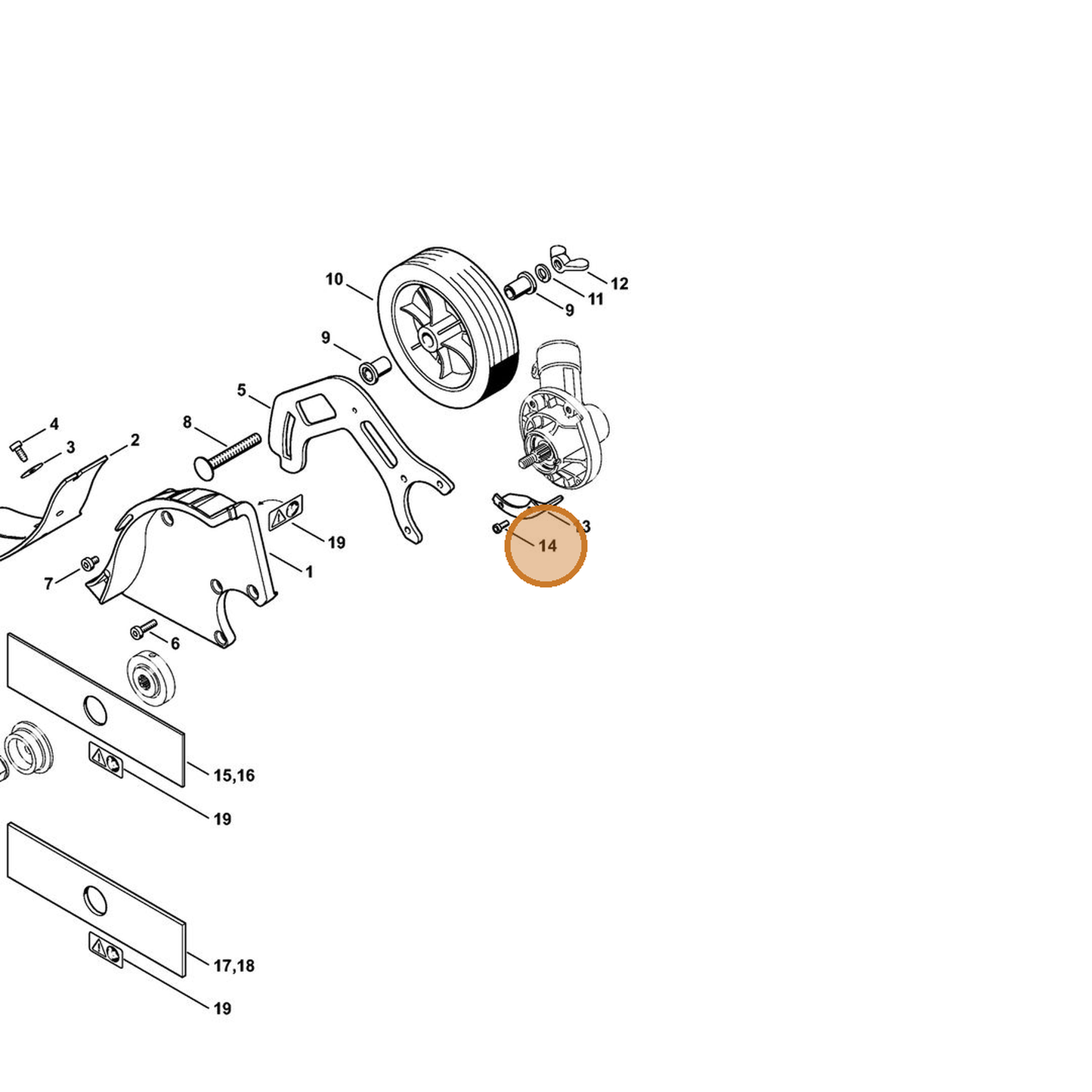 STIHL part 9022-313-0652 — IPL diagram snippet (6x zoom, amber highlight)