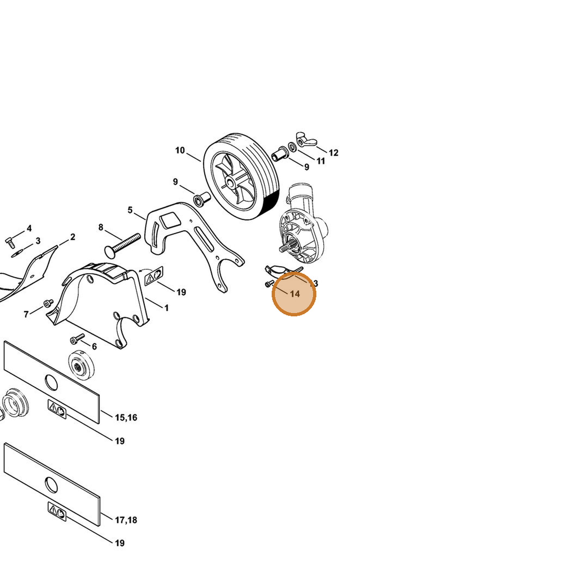 STIHL part 9022-313-0652 — IPL diagram snippet (6x zoom, amber highlight)