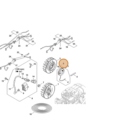 STIHL part 9022-313-0658 — IPL diagram snippet (6x zoom, amber highlight)