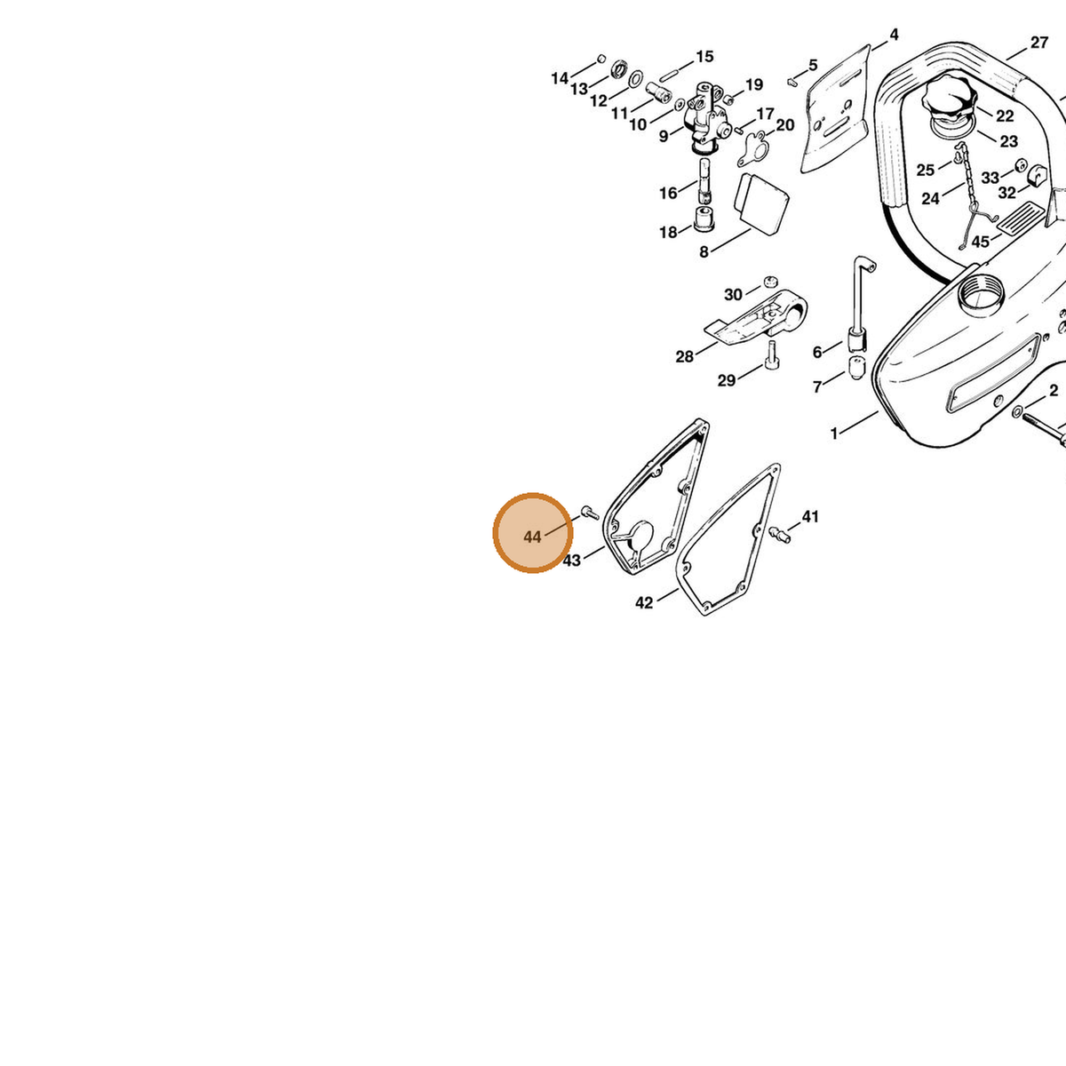 STIHL part 9022-313-0660 — IPL diagram snippet (6x zoom, amber highlight)