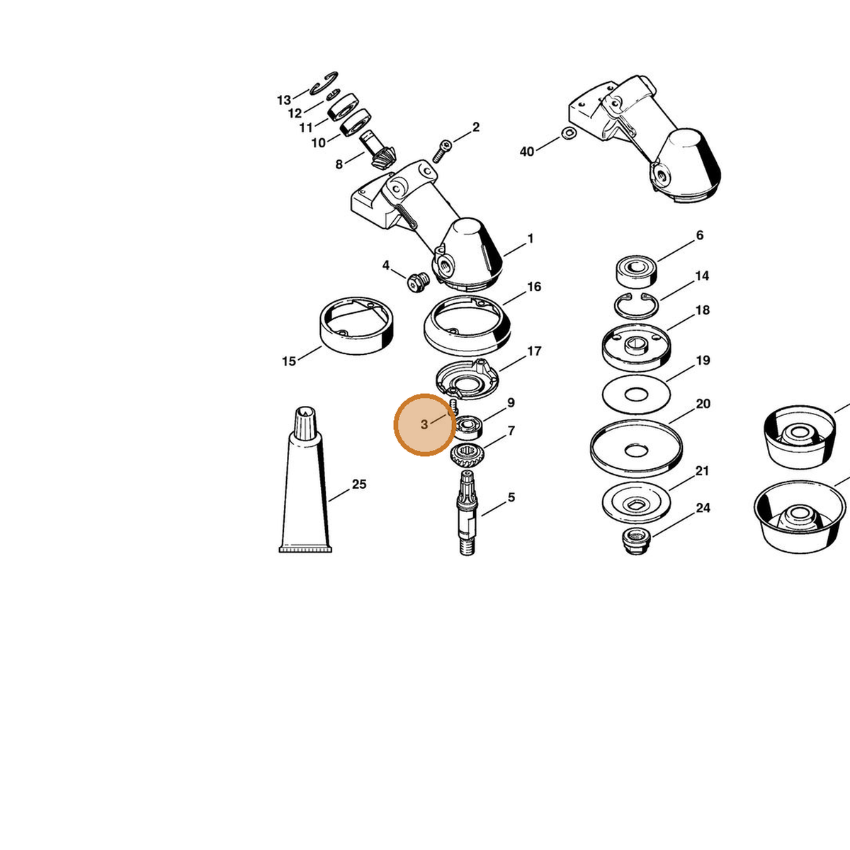 STIHL part 9022-313-0930 — IPL diagram snippet (6x zoom, amber highlight)