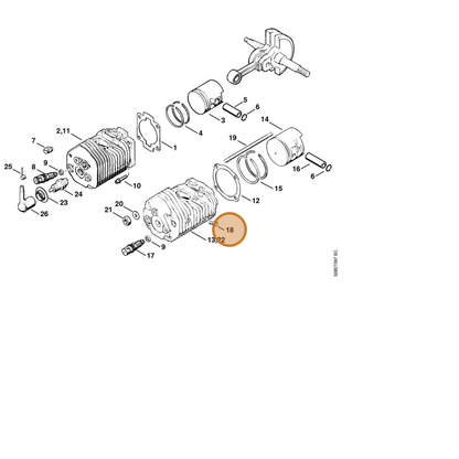 STIHL part 9022-313-0935 — IPL diagram snippet (6x zoom, amber highlight)