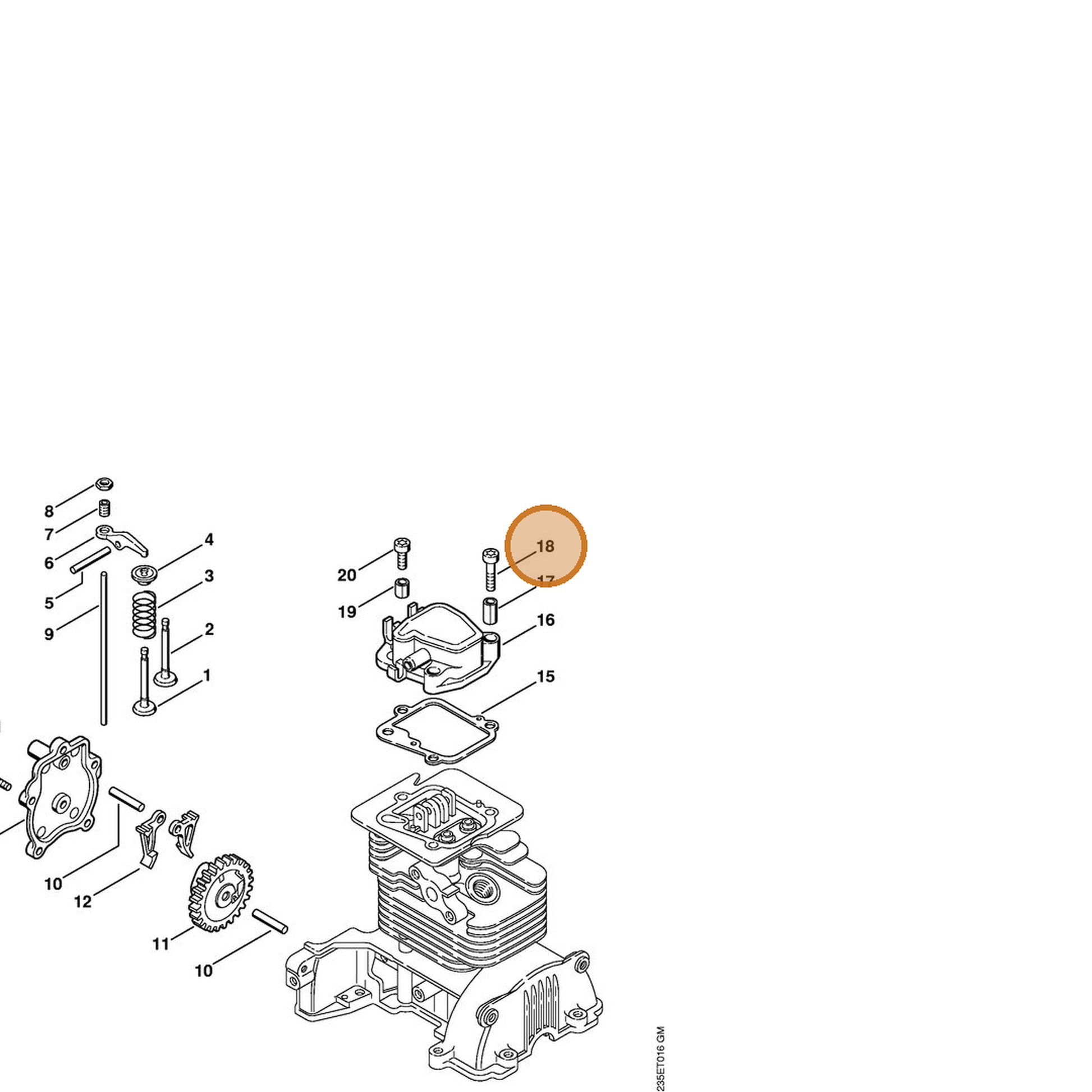 STIHL part 9022-313-1030 — IPL diagram snippet (6x zoom, amber highlight)