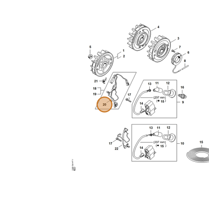 STIHL part 9022-319-0340 — IPL diagram snippet (6x zoom, amber highlight)