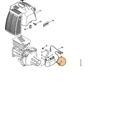 STIHL part 9022-319-0680 — IPL diagram snippet (6x zoom, amber highlight)