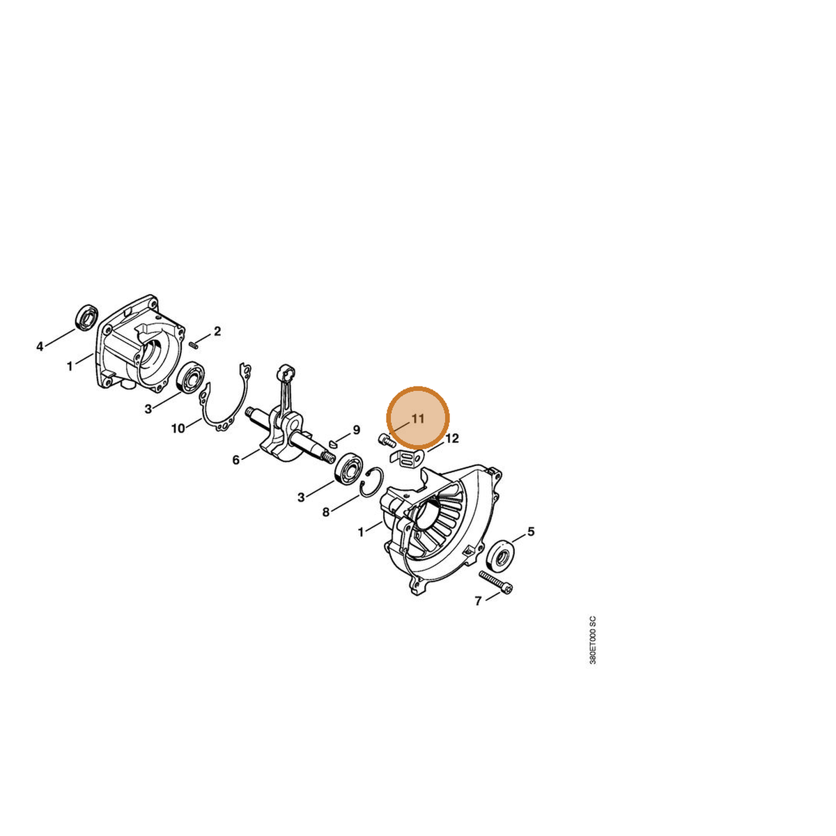 STIHL part 9022-319-0950 — IPL diagram snippet (6x zoom, amber highlight)