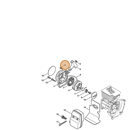 STIHL part 9022-319-0980 — IPL diagram snippet (6x zoom, amber highlight)