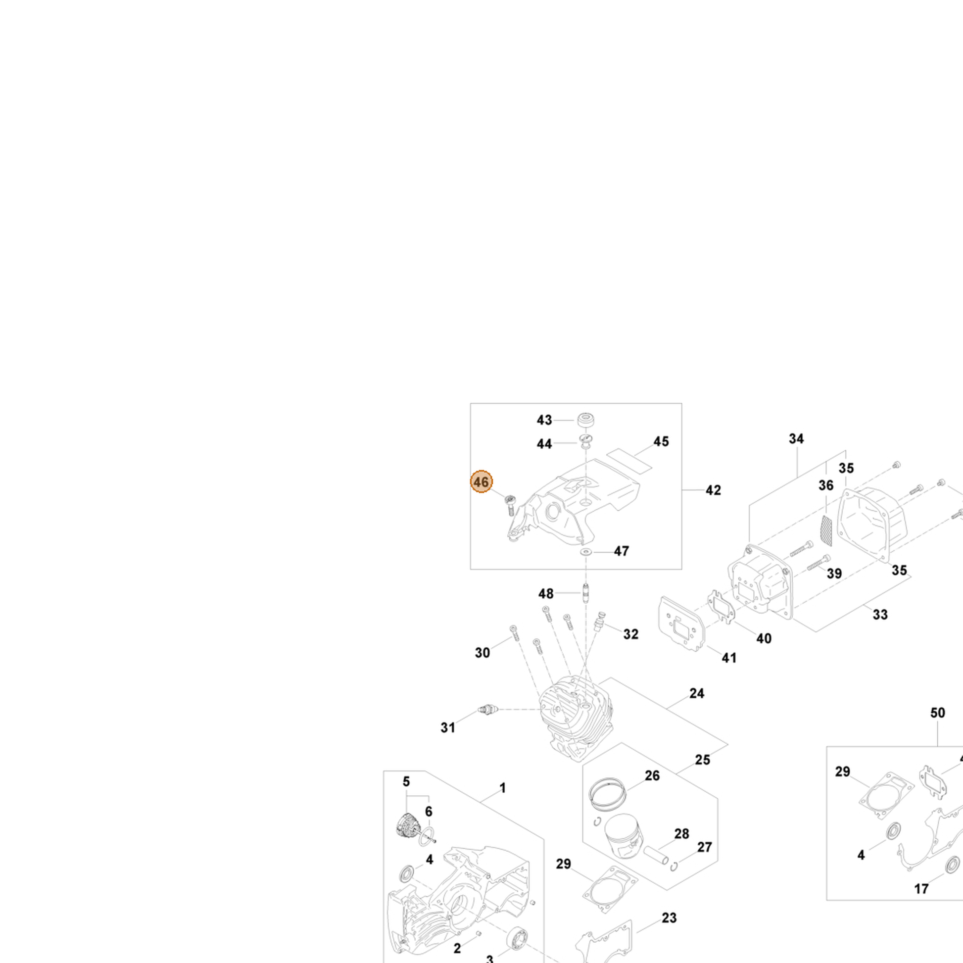 STIHL part 9022-319-1027 — IPL diagram snippet (6x zoom, amber highlight)