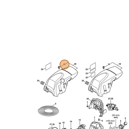 STIHL part 9022-319-1028 — IPL diagram snippet (6x zoom, amber highlight)