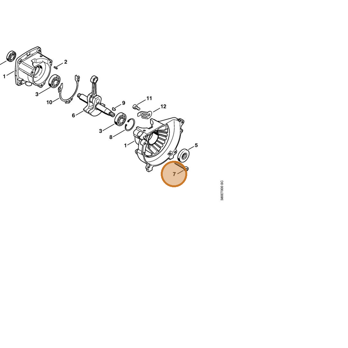 STIHL part 9022-319-1072 — IPL diagram snippet (6x zoom, amber highlight)