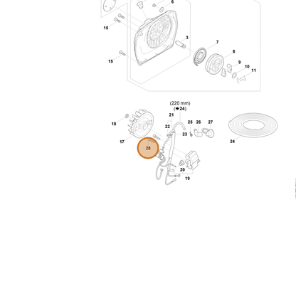 STIHL part 9022-341-0710 — IPL diagram snippet (6x zoom, amber highlight)