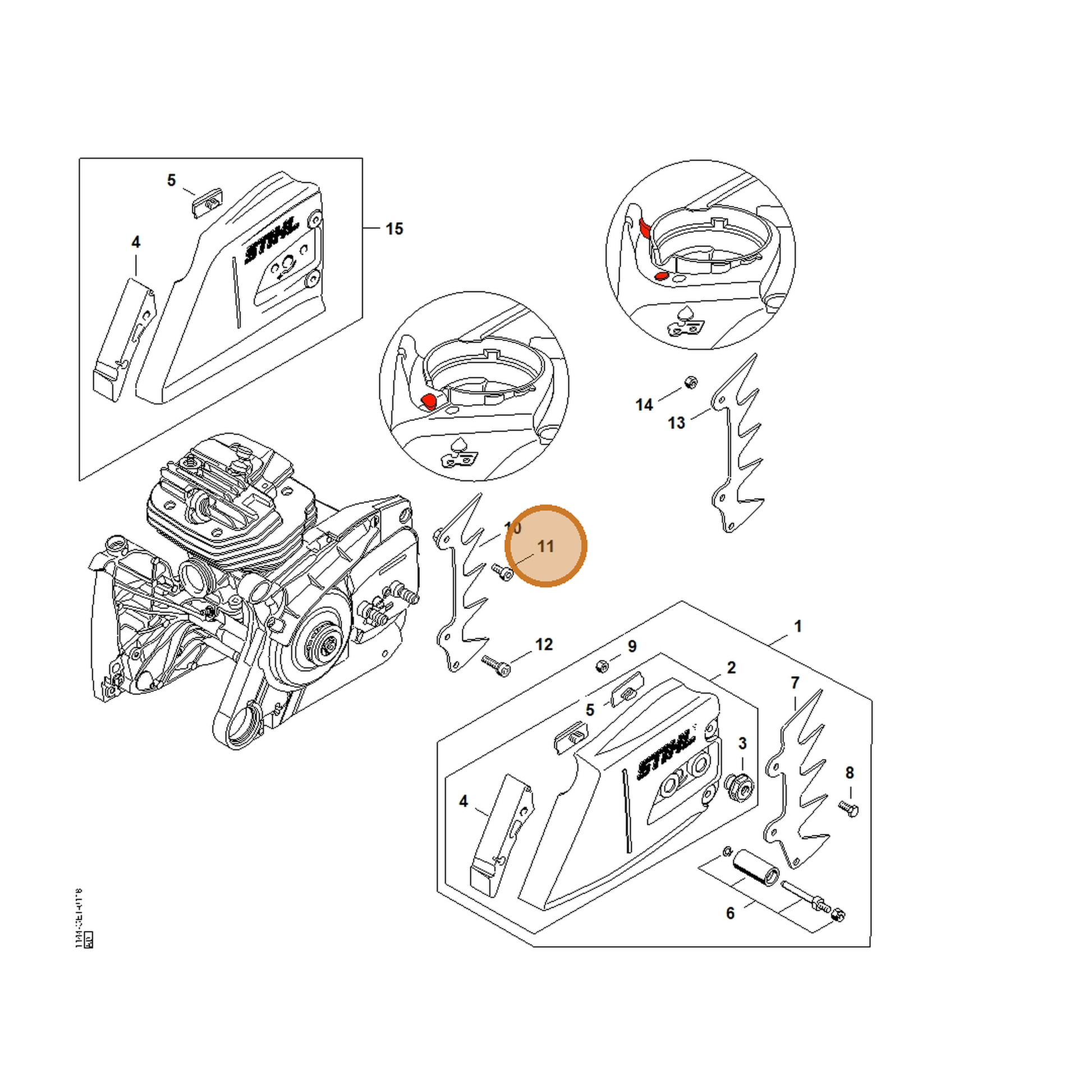 STIHL part 9022-341-0961 — IPL diagram snippet (6x zoom, amber highlight)