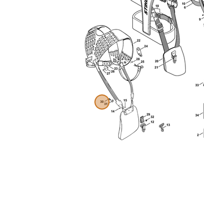 STIHL part 9022-341-0975 — IPL diagram snippet (6x zoom, amber highlight)
