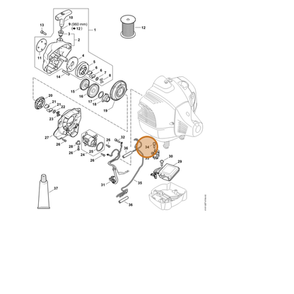 STIHL part 9022-341-0976 — IPL diagram snippet (6x zoom, amber highlight)