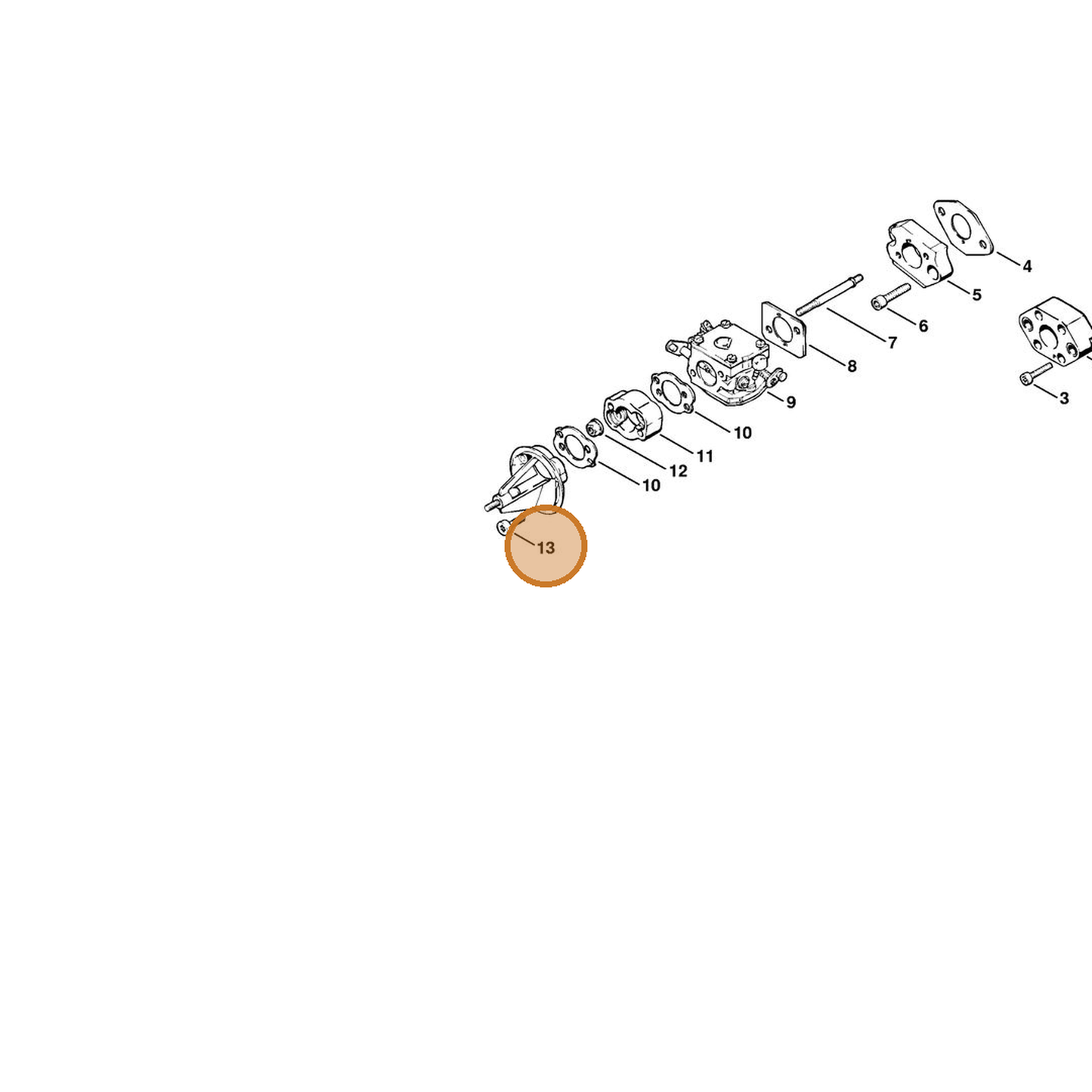 STIHL part 9022-341-0980 — IPL diagram snippet (6x zoom, amber highlight)