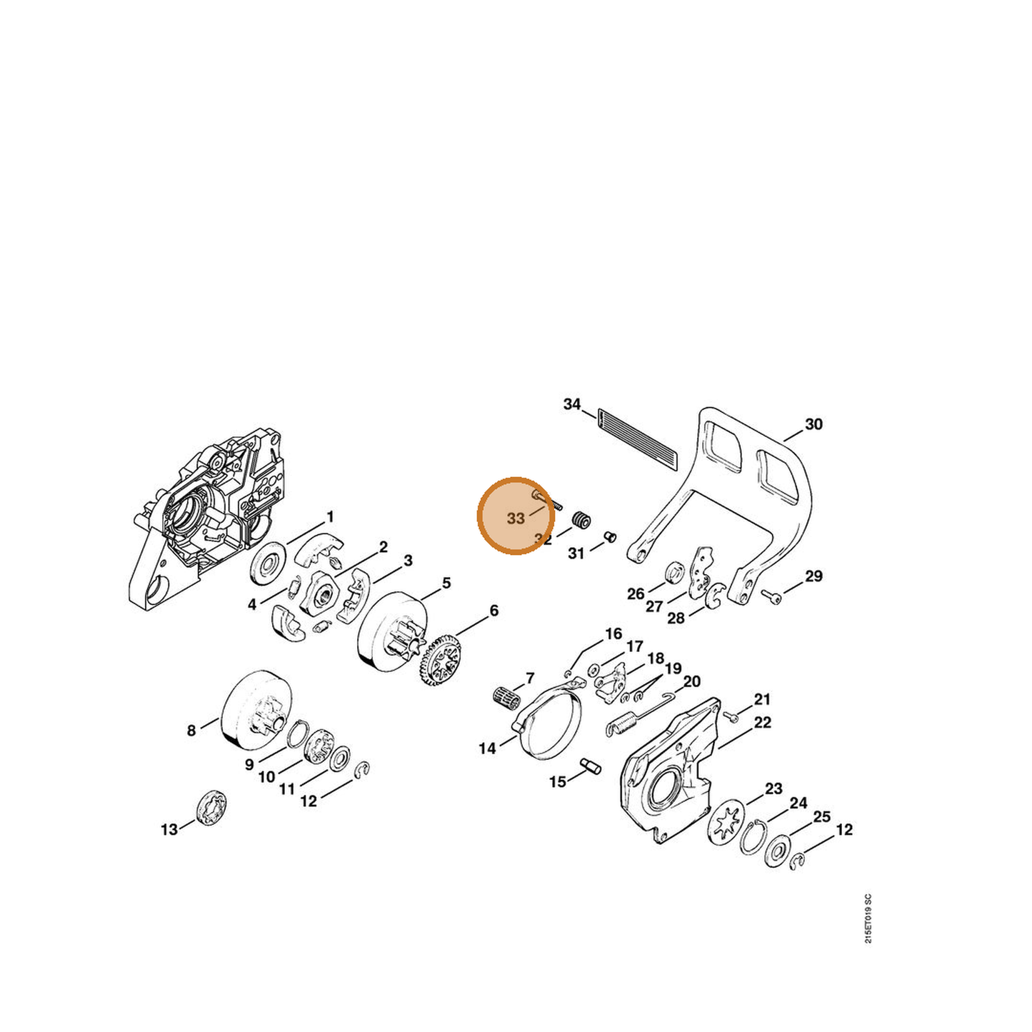 STIHL part 9022-341-1080 — IPL diagram snippet (6x zoom, amber highlight)