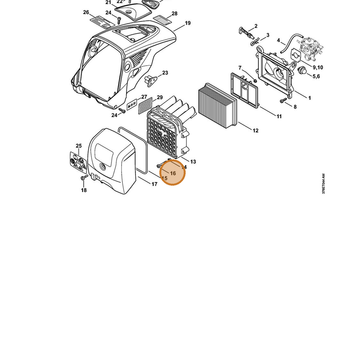 STIHL part 9022-341-1081 — IPL diagram snippet (6x zoom, amber highlight)