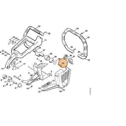 STIHL part 9022-341-1090 — IPL diagram snippet (6x zoom, amber highlight)