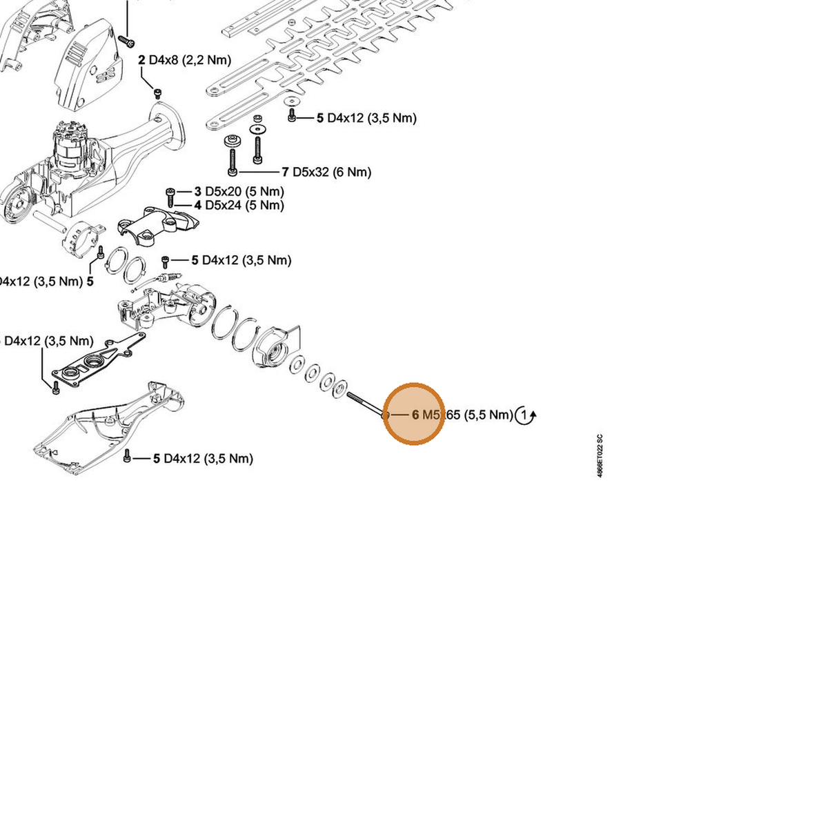 STIHL part 9022-341-1152 — IPL diagram snippet (6x zoom, amber highlight)