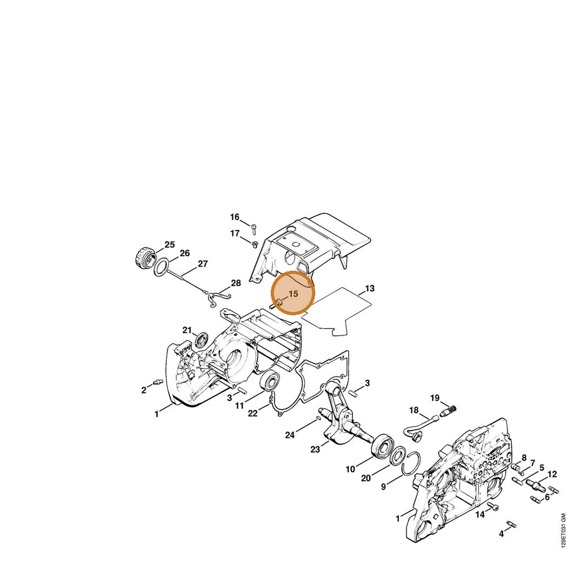STIHL part 9022-341-1310 — IPL diagram snippet (6x zoom, amber highlight)