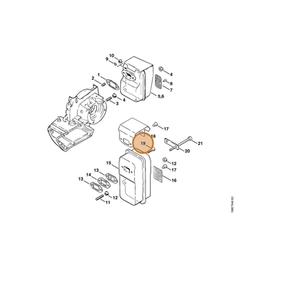 STIHL part 9022-341-1350 — IPL diagram snippet (6x zoom, amber highlight)