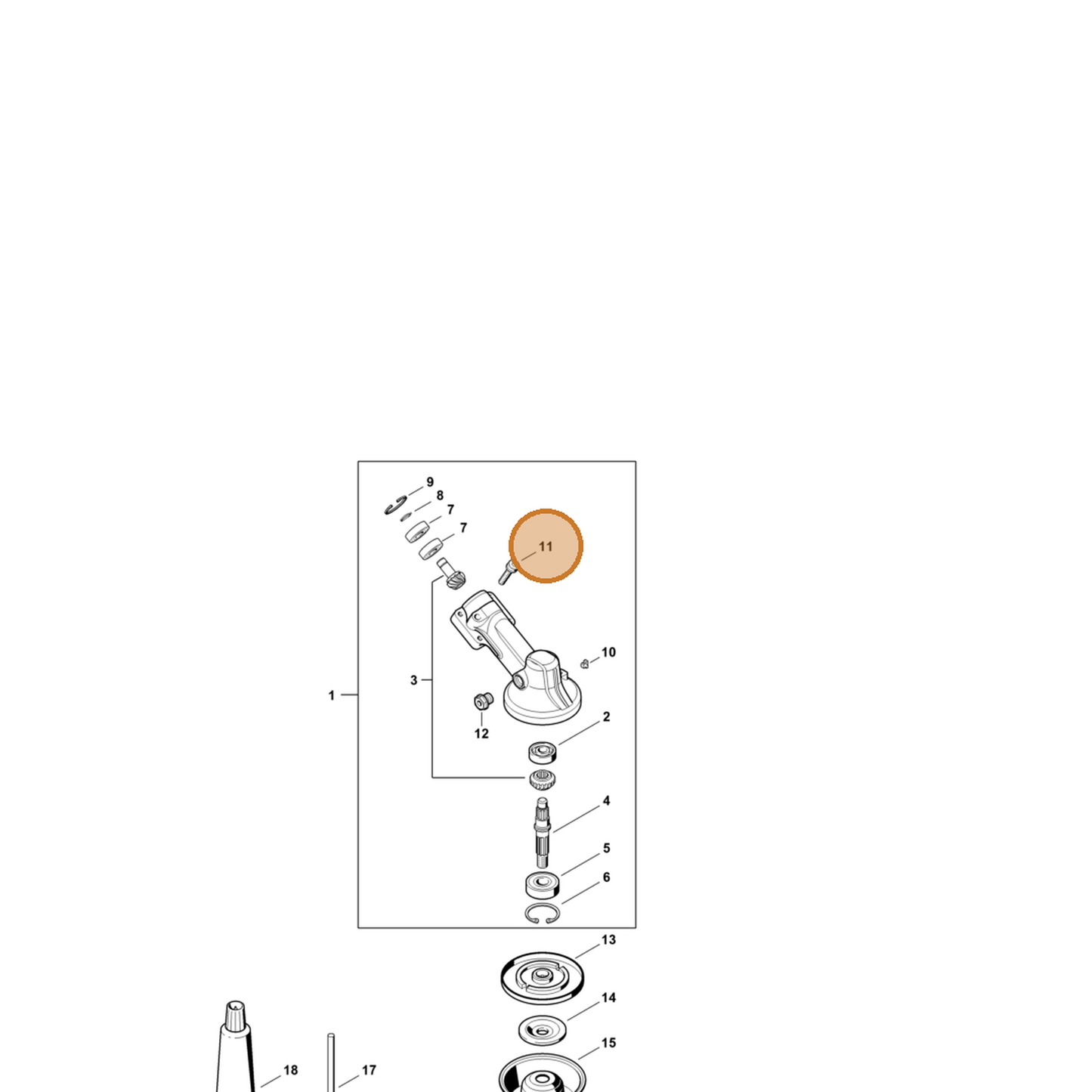 STIHL part 9022-341-1371 — IPL diagram snippet (6x zoom, amber highlight)