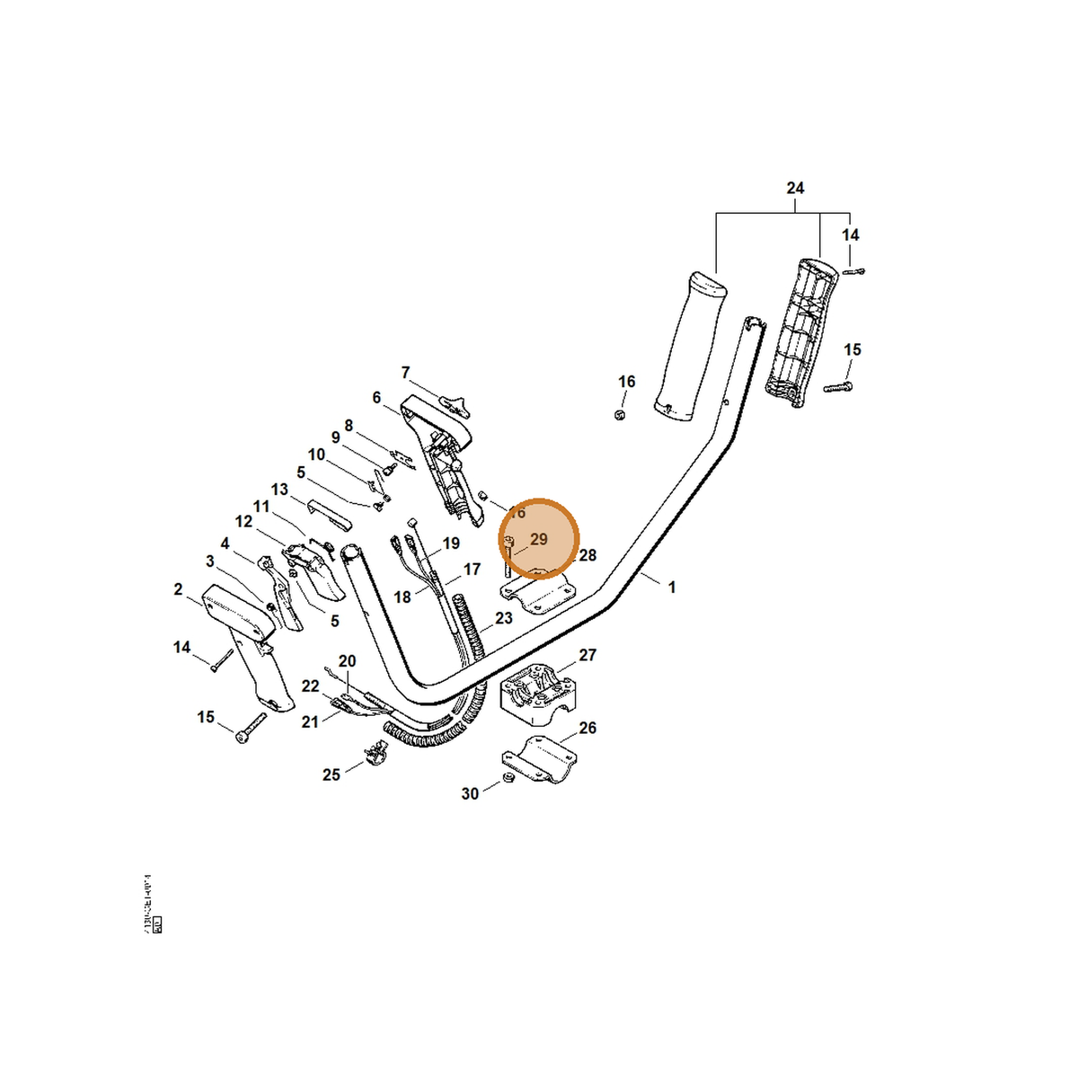 STIHL part 9022-341-1380 — IPL diagram snippet (6x zoom, amber highlight)