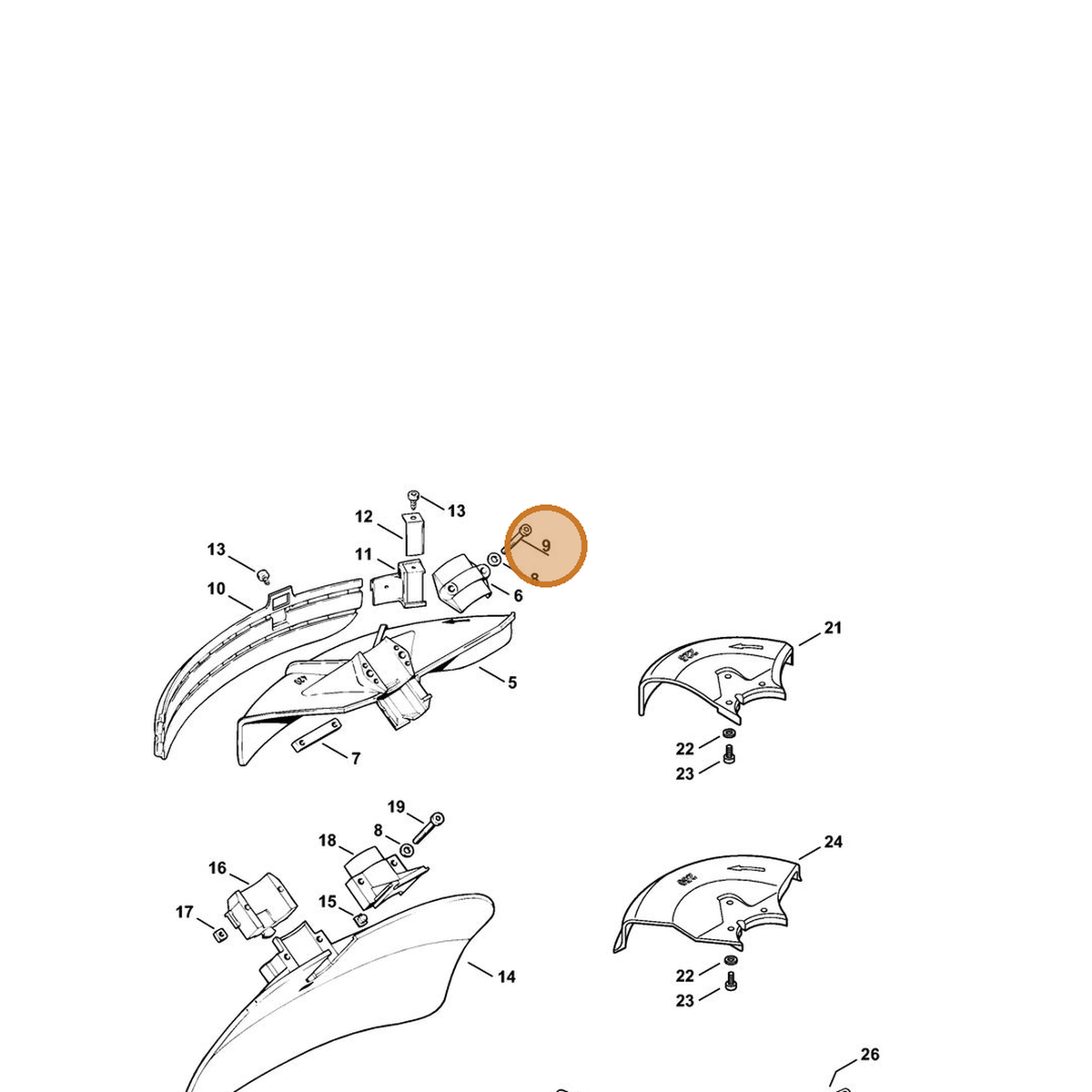 STIHL part 9022-341-1430 — IPL diagram snippet (6x zoom, amber highlight)