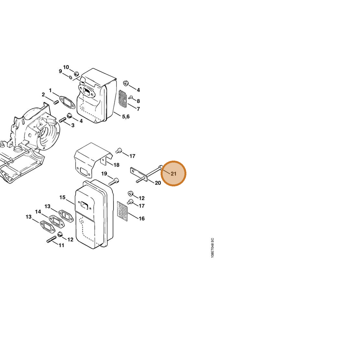 STIHL part 9022-341-1520 — IPL diagram snippet (6x zoom, amber highlight)