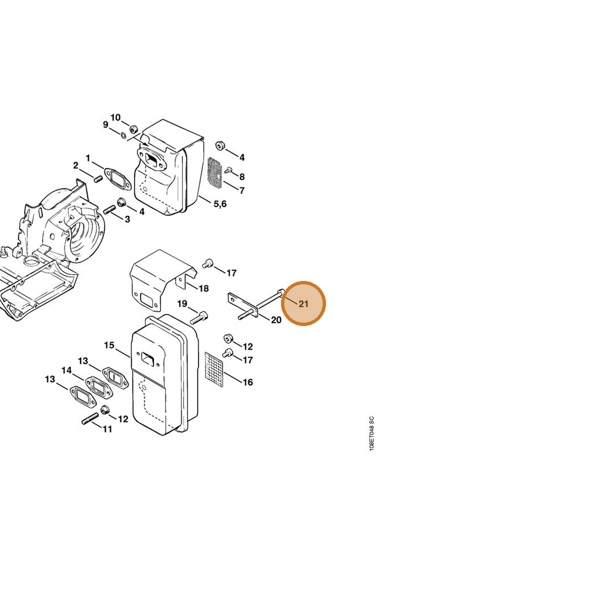 STIHL part 9022-341-1520 — IPL diagram snippet (6x zoom, amber highlight)