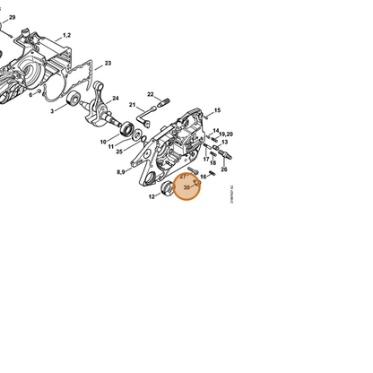STIHL part 9022-346-0955 — IPL diagram snippet (6x zoom, amber highlight)