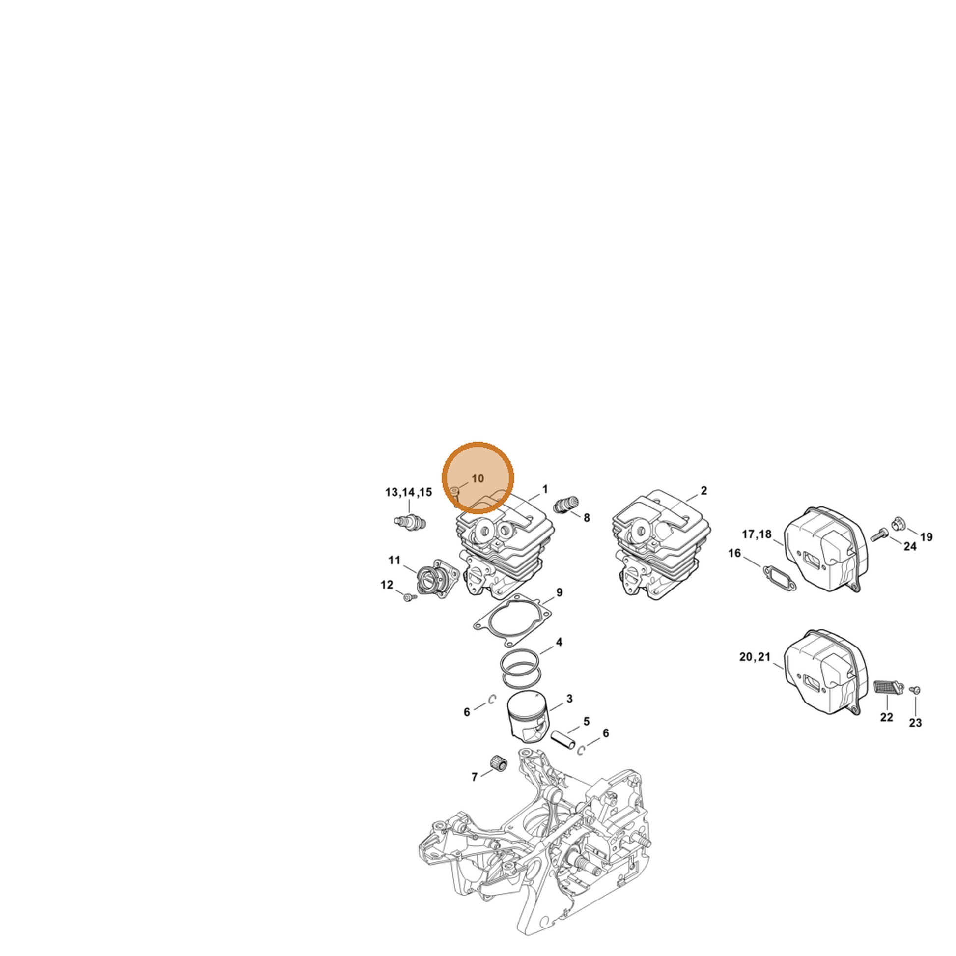 STIHL part 9022-371-1026 — IPL diagram snippet (6x zoom, amber highlight)
