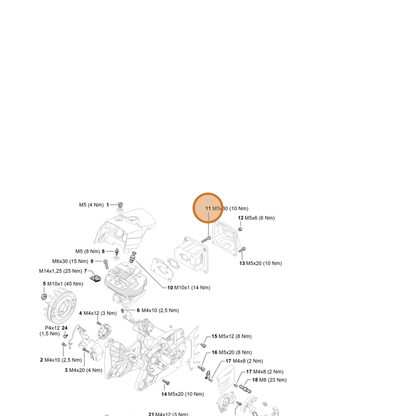 STIHL part 9022-373-1070 — IPL diagram snippet (6x zoom, amber highlight)