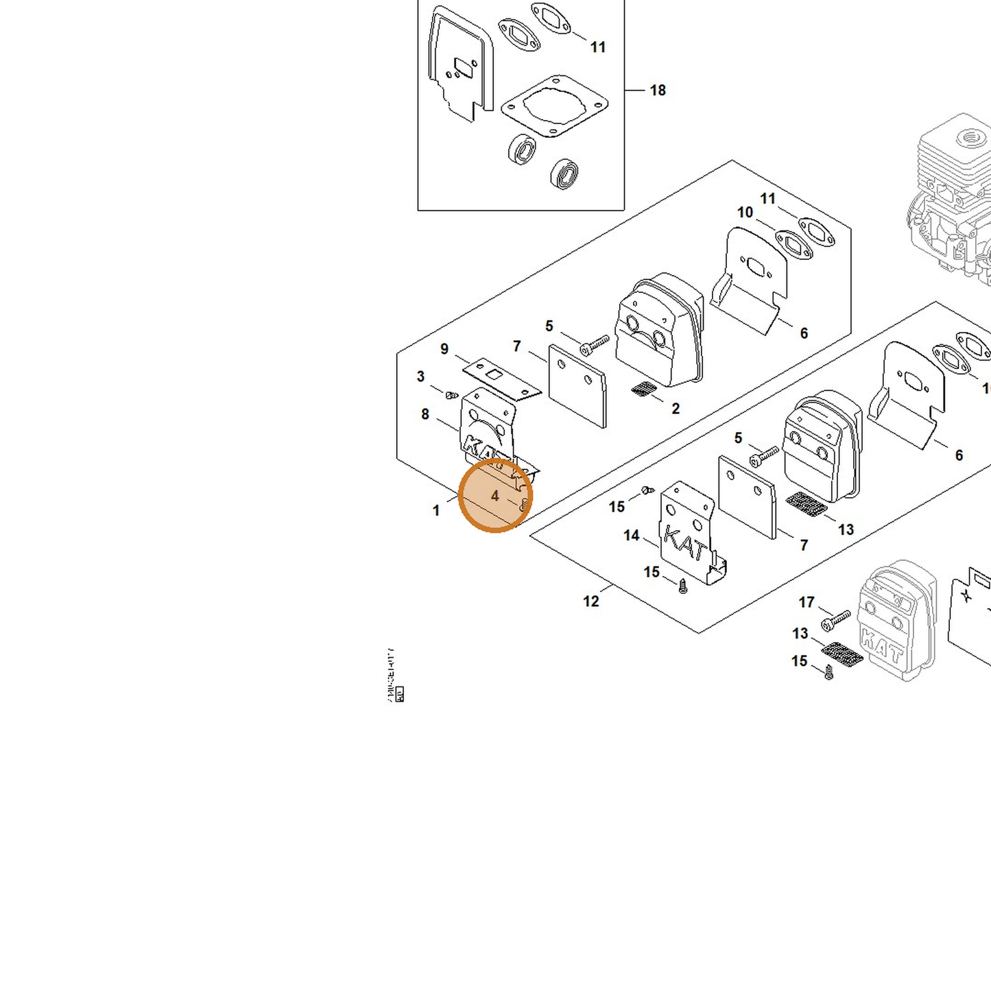 STIHL part 9022-421-0930 — IPL diagram snippet (6x zoom, amber highlight)