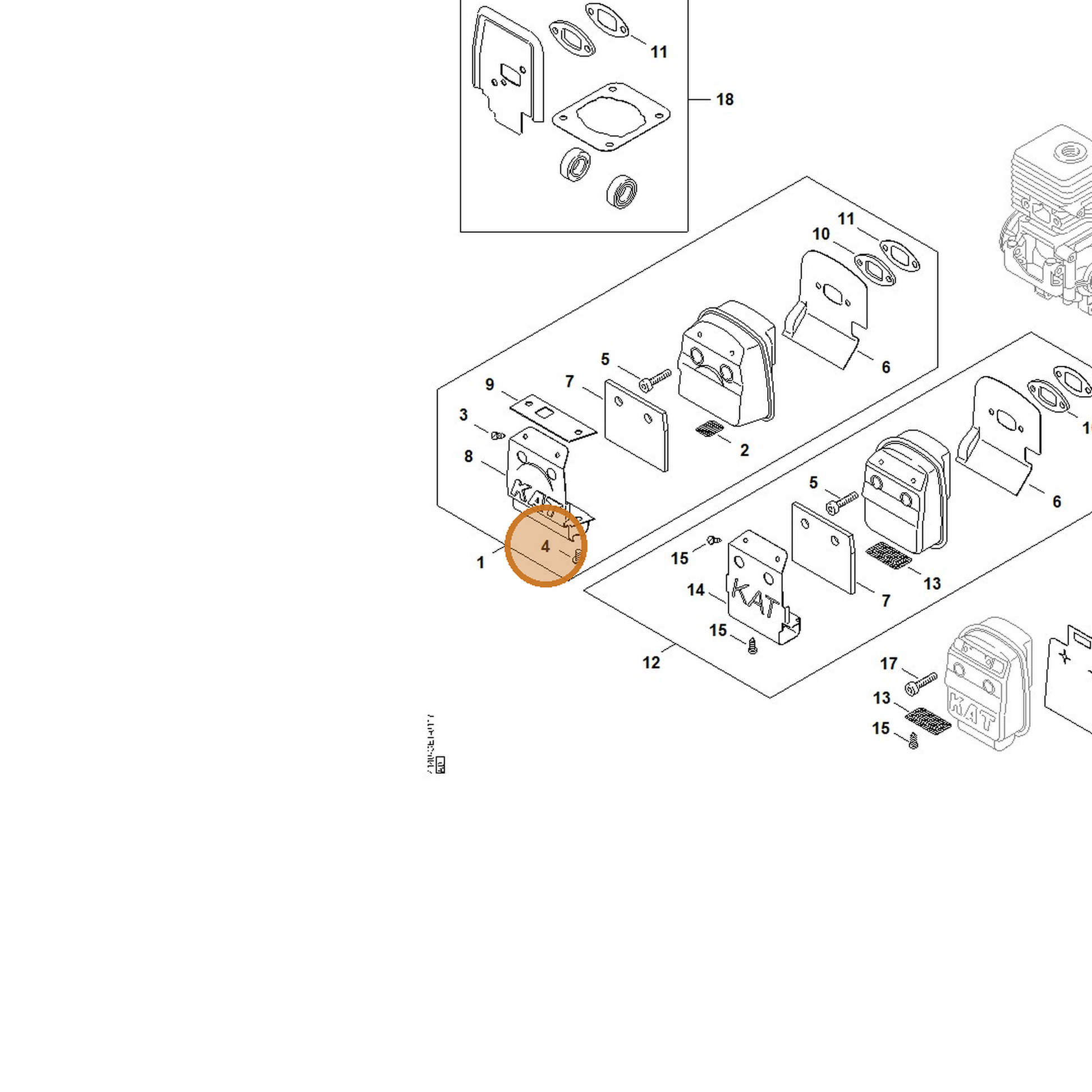 STIHL part 9022-421-0930 — IPL diagram snippet (6x zoom, amber highlight)