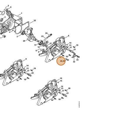 STIHL part 9022-500-1020 — IPL diagram snippet (6x zoom, amber highlight)