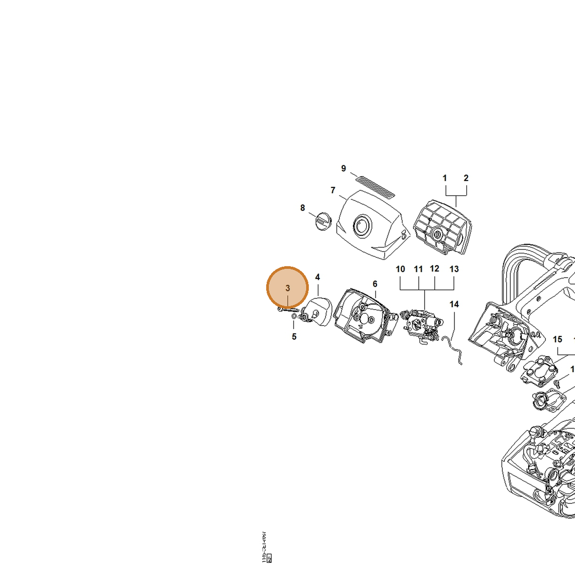 STIHL part 9022-500-1093 — IPL diagram snippet (6x zoom, amber highlight)