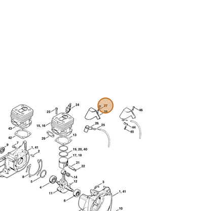 STIHL part 9025-313-0741 — IPL diagram snippet (6x zoom, amber highlight)